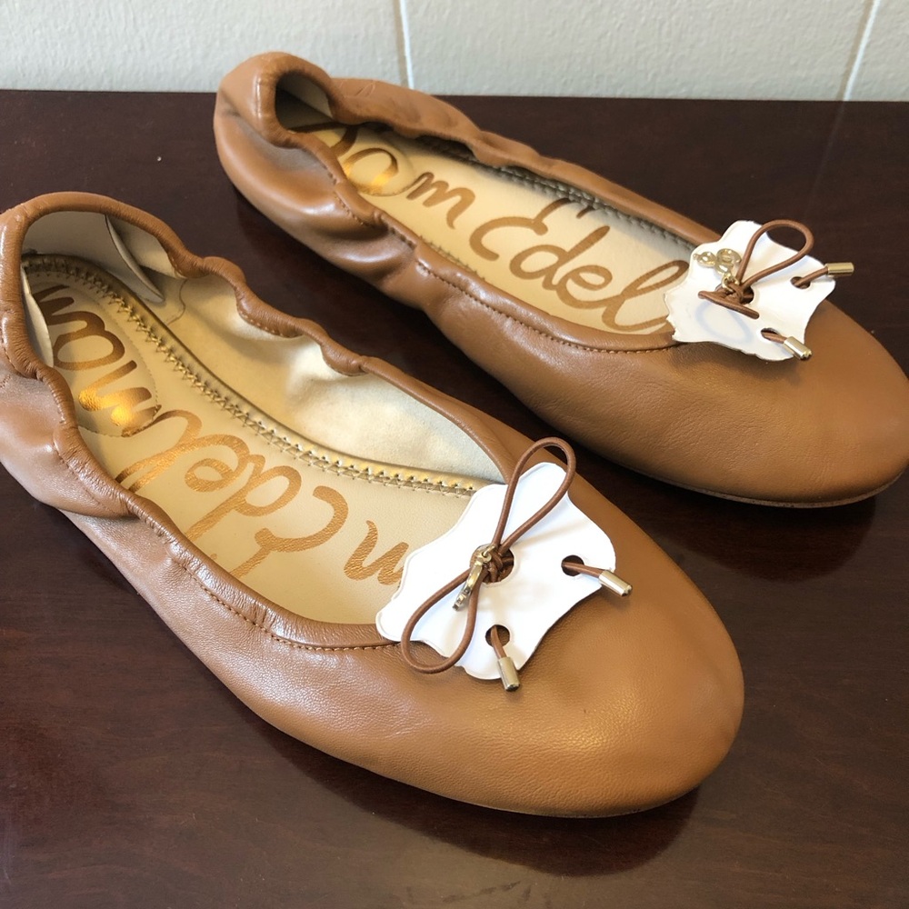 Sam Edelman Sz 9.5W Cognac Leather Ballet Flats - Felicia